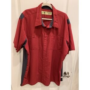 red kap button up shirt Red and Black Short Sleeve Sz 3XL